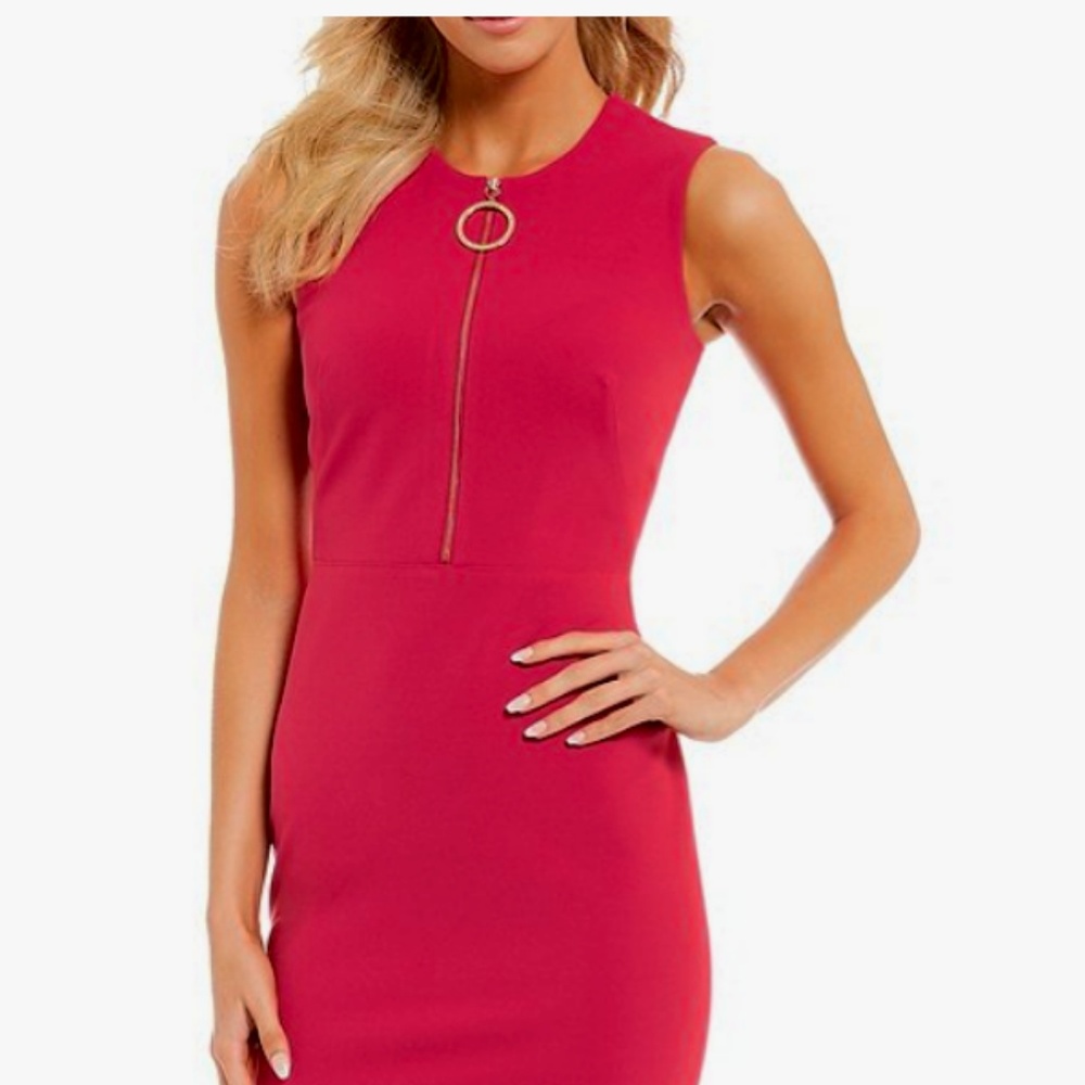 Calvin Klein Sleeveless Zip Front Sheath Dress